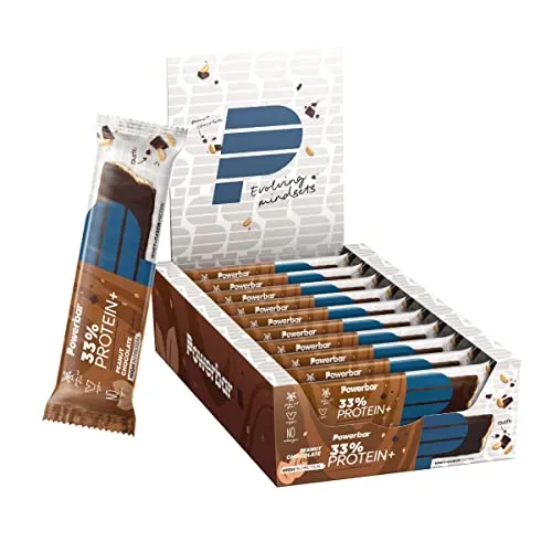 Powerbar 33% Protein Plus Peanut-Chocolate - 10x90g - Proteinriegel mit Whey & Casein, palmölfrei und kollagenfrei – ideal für Fitness und gesunde Ernährung.