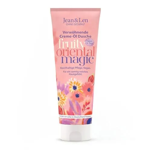 Jean & Len Verwöhnende Creme-Öl Dusche mit Arganöl & Feige - Duschgel für tägliche Pflege, vegan und ohne Parabene oder Silikone, nährt die Haut mit wertvollem Arganöl und Feigenextrakt, 250 ml
