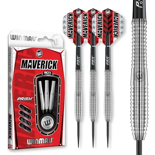 WINMAU Maverick 25 Gramm Profi Stahlspitze Wolfram Dartpfeile mit Flüge und Stiele (Wellen)