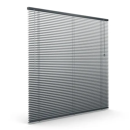 Victoria M. Aluminium Jalousie 80 x 130 cm Anthrazitgrau - Hochwertige Aluminium-Jalousie ohne Bohren, idealer Sichtschutz mit flexibler Lichtregulierung. Inklusive Klemmclips für einfache Montage an Fensterrahmen und stabilen Universalhalterungen.