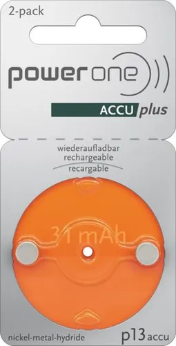 PowerOne P13 PR48, ACCUplus Hörgeräteakku, 2er Pack