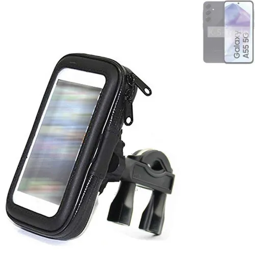 Fahrradhalterung für Samsung Galaxy A55 5G - universelle Lenkstangenhalterung - Halterungen für Fahrräder mit Spritzwasserschutz, ideal für E-Bikes und Mountainbikes. Sichern Sie Ihr Smartphone sicher am Lenker!