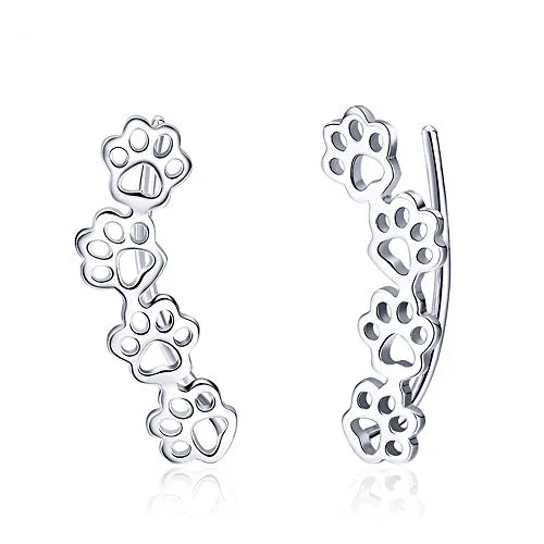 Pfote Ohr Manschette Wrap Crawler Kletterer Ohrringe für Frauen Teen Mädchen Sterling Silber Ohrstecker Clip auf niedlichen Hund Katze Haustier Pin hypoallergenen Schmuck