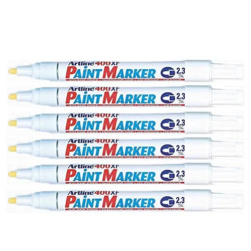ARTLINE Paint 400 XF Permanentmarker Permanentmarker, konische Spitze, 2,3 mm, Weiß, 6 Stück