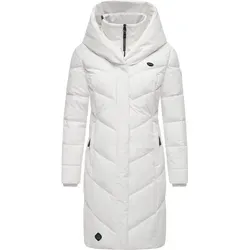 Stylischer Steppmantel RAGWEAR "Natalka" für Damen, Gr. S (36), Weiß - Funktionsjacken – Modischer, taillierter Winterparka mit gefütterter Kapuze, wasserdicht und 100% vegan, ideal für kalte Tage.