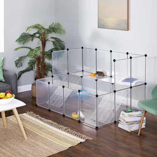2-stöckiges Freigehege für Kleintiere - SONGMICS LPC004W01 - Käfige, Auslauf & Gehege - Ideal für Kaninchen, Meerschweinchen & Co. mit großzügigem Platzangebot auf 2 Ebenen für mehr Bewegungsfreiheit.