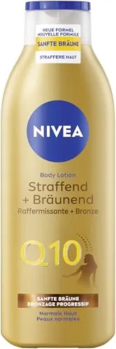 NIVEA Body Lotion Q10 Straffend + Bräunend 250 ml - Die NIVEA Body Lotion Q10 vereint Pflege und Bräunung. Mit Q10 sorgt sie für ein strahlendes Aussehen und eine spürbar geschmeidige Haut. Ideal für helle bis mittlere Hauttöne, zieht schnell ein und duftet frisch.