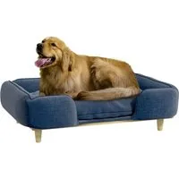 PawHut Hundesofa - Luxuriöser Hundesessel aus Polyester und Kiefernholz - Hundebetten: Stilvolles Hundesofa mit abnehmbarem Bezug für einfache Reinigung und maximalen Komfort durch weiches Kissen.