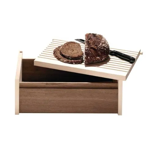 Side by Side Brotkasten Holz braun 40011 - Hochwertiger Brotkasten aus unbehandeltem Ahorn und geräucherter Eiche, handgefertigt in den Caritas Wendelstein Werkstätten – ideal für frisches Brot und Backwaren.
