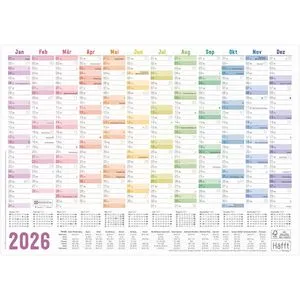 Häfft Plakatkalender 10755-9 Rainbow gefalzt, 2026, Jahresplaner, 12 Monate, 42 x 30cm (A3)