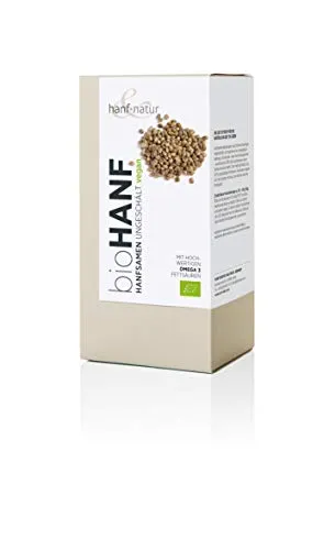 Speisehanf-Samen aus kontrolliert biologischem Anbau, Inhalt 500g, reich an Omega-3-Fettsäuren