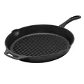 Petromax Grill-Feuerpfanne mit Stiel - Grillpfanne aus Gusseisen für alle Herdarten, Gasflamme, Backofen oder Kochen im Freien - Anbraten, Schmoren und Rösten mit Antihafteffekt - 35 cm Durchmesser