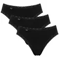 sloggi Tai-Slip 3er Pack 24/7 Cotton Lace (Spar-Set) Tai Slip - Baumwolle - Atmungsaktiv - Perfekter Sitz schwarz 40