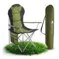 Juskys Campingstuhl Lido mit Getränkehalter & Tasche - Camping Klappstuhl gepolstert - Stuhl Grün