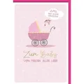 Verlag Dominique Grußkarten Geburt - Baby - Freudiges Ereignis - Karte mit Umschlag - Kinderwagen