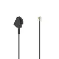 Hama Telefonkabel, TAE-F-Stecker - Modular-Stecker 6p4c, 15 m, Schwarz