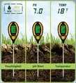Bodentester  Bodenmessgerät ph-Wert Feuchtigkeit Temperatur X4-LIFE 4-in-1