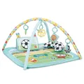 Bright Starts Greif- und Kick-Oball-Aktivitätsgym, Fußballthema, 4 Spielmodi, Bauchlage-Kissen, Licht & 30+ Melodien, Abnehmbarer Spielbogen, Waschbare Matte, Unisex, Ab Neugeborenen