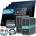 SUNNIVA 2000W Balkonkraftwerk mit 4.48 kWh Speicher MARSTEK 2x B2500-D, BIFAZIAL FULLBLACK komplett Steckdose, PV Solaranlage Komplettset mit Solarspeicher, 4x 500W N-Type Glas-Glas Bifacial Module