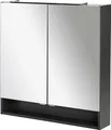 FACKELMANN LED Spiegelschrank LUNA / Badschrank mit Soft-Close / Maße (B x H x T): ca. 80 x 80 x 15,5 cm / Schrank mit Spiegel & LED- fürs Bad / 2 Türen & Ablage / Korpus: Schwarz