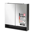 FACKELMANN Luna Spiegelschrank, Badezimmerschrank, 80 cm x 80 cm x 15,5 cm, Korpus Schwarz/Anthrazit, LED-Beleuchtung, mit Soft-Close-System, Made in Germany