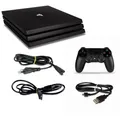 PS4 Pro Konsole Modell Cuh-7016B 1Tb 4K Schwarz #53 mit Kabeln und Controller
