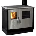 Firefix Küchenherd MAAS Stahlverkleidung schwarz mit einer Edelstahlfront 83 kW