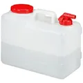 relaxdays Kanister Wasserkanister mit Hahn, 15 Liter rot|weiß 19 cm x 29 cm x 36 cm