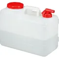 Relaxdays - Wasserkanister Mit Hahn, Schraubdeckel, Trinkwasserkanister Camping, 15l Tank, Bpa-frei, Kunststoff, Weiß-rot