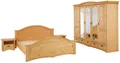 OTTO home Schlafzimmer-Set Konrad', komplettes Schlafzimmer mit großem Schrank, (Set, 4-tlg., Kleiderschrank 5 türig mit Schubladen, 2 Nachttische, Bett 180x200cm), klassischer Landhausstil, Metallgriffe, Massivholz (Kiefer)