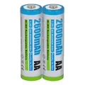 Akku Mignon, AA, HR6, KR6, LR6, R6, L6 - NI-MH 2600mAh 1.2V - 2er Pack