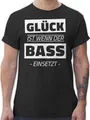 T-Shirt Herren - House Music Techno & Rave Outfit - Glück ist wenn der Bass einsetzt - 3XL - Schwarz - Festival Tshirt Konzert Musik für männer Festival-Outfits Festivals Raver Shirt Oberteil