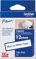 P-TOUCH TZEFA3 - Textil-Aufbügelband, blau auf weiß, 12mm