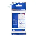 Brother TZe-FA3 P-touch Schriftband blau auf weiss 12mm Textil Aufbügelband