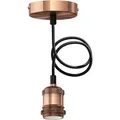 ledscom.de Pendelleuchte / Hängelampe RETRA, Textilkabel, bronze matt, 1x E27 max. 60W