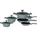 Cheffinger 10-teiliges graues Topfset, Kochtöpfe, Töpfe Induktion | Kochgeschirr Set, Topfset induktionsgeeignet FA2010G - Grau