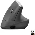 MX Vertical, Maus schwarz/silber, 2,4-GHz-Unifying, Bluetooth, kompatibel mit PC/Mac/iPadOS