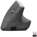 Logitech MX Vertical Ergonomische Maus Bluetooth, Funk Optisch Schwarz, Silber 4 Tasten 4000 dpi Ergonomisch
