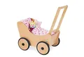 Pinolino Puppenwagen Sarah, aus Holz, mit Bremssystem, Lauflernhilfe mit gummierten Holzrädern, für Kinder von 1 – 6 Jahren, natur