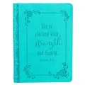 Christian Art Gifts Classic Handy-Sized Journal Strength and Dignity Proverbs 31 Woman Bible Verse Inspirational Scripture Notebook W/Ribbon, Faux Leather Flexcover 240 Ruled Pages, 5.7 X 7, Teal: 25