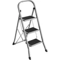 Songmics Klapptritt GSL003GY01, grau, aus Stahl, einseitig begehbar, mit 3 Stufen