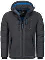 Geographical Norway Herren Winter Jacke Parka Steppjacke Kapuzenjacke Outdoorjacke Warm gesteppt FVS Production H-H, Farbe:Grau, Größe:L