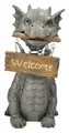 Figuren Shop GmbH Gartenfigur Gartenfigur Drache - Wackelkopf Welcome - Garten Figur Willkommen Deko