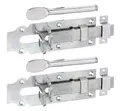 Alberts 117177 Stalltür-Schlossriegel | gerade, mit flachem Griff und befestigter Schlaufe | galvanisch verzinkt, dickschichtpassiviert | Platte 160 x 56 mm | 2er Set