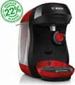 Bosch Tassimo happy friendly Kapselmaschine TAS103E, über 70 Getränke, geeignet für alle Tassen, Abschaltautomatik, nachhaltig, perfekt dosiert, platzsparend, 1400 W, rot/schwarz