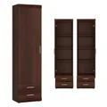 Lomadox Schrank Wohnzimmer schmal 50 cm Nussbaum Wohnzimmerschrank Regal Stauraumschrank