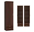 Lomadox Mehrzweckschrank IMPERIA-129 Wohnzimmer schmal 50 cm Nussbaum Schrank Stauraumschrank Esszimmer