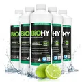 BiOHY Bodenreiniger (6 x 1 Liter) | Konzentrat für alle Reinigungsgeräte und alle Hartböden | angenehmer Geruch und streifenfreie Reinigung | ideal für Laminat, PVC & Stein | Bio Konzentrat