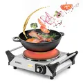 Duronic HP1 SS Kochplatte, elektrische Herdplatte, Kochfeld aus Edelstahl, rostfreier Stahl, stufenlose Temperatur, Tragegriffe, 1500 Watt, Camping
