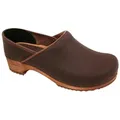 Sanita Leder / Holz geschlossen antikbraun Jamie Clog 47 EU